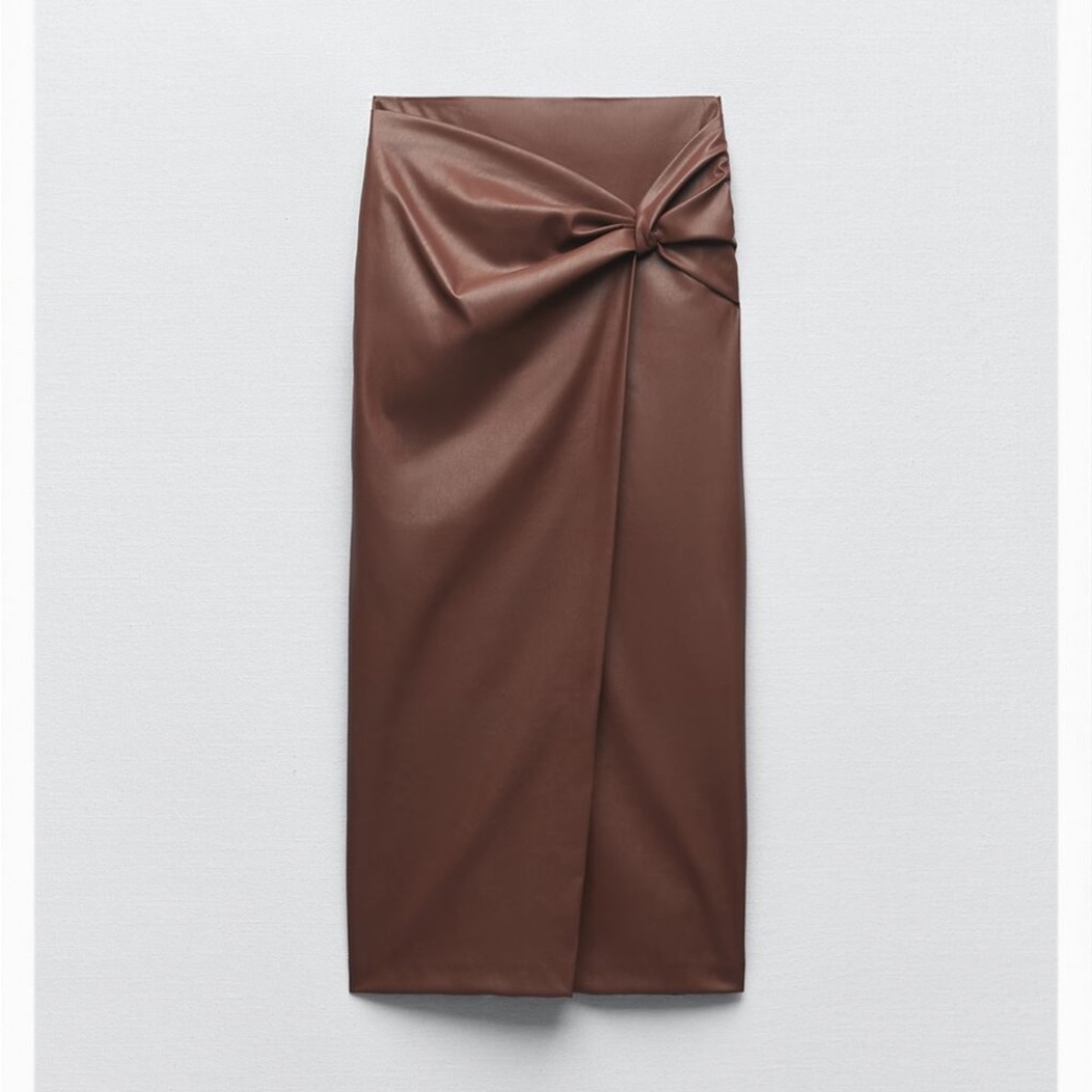 XS Zara faux leather knotted skirt NWT